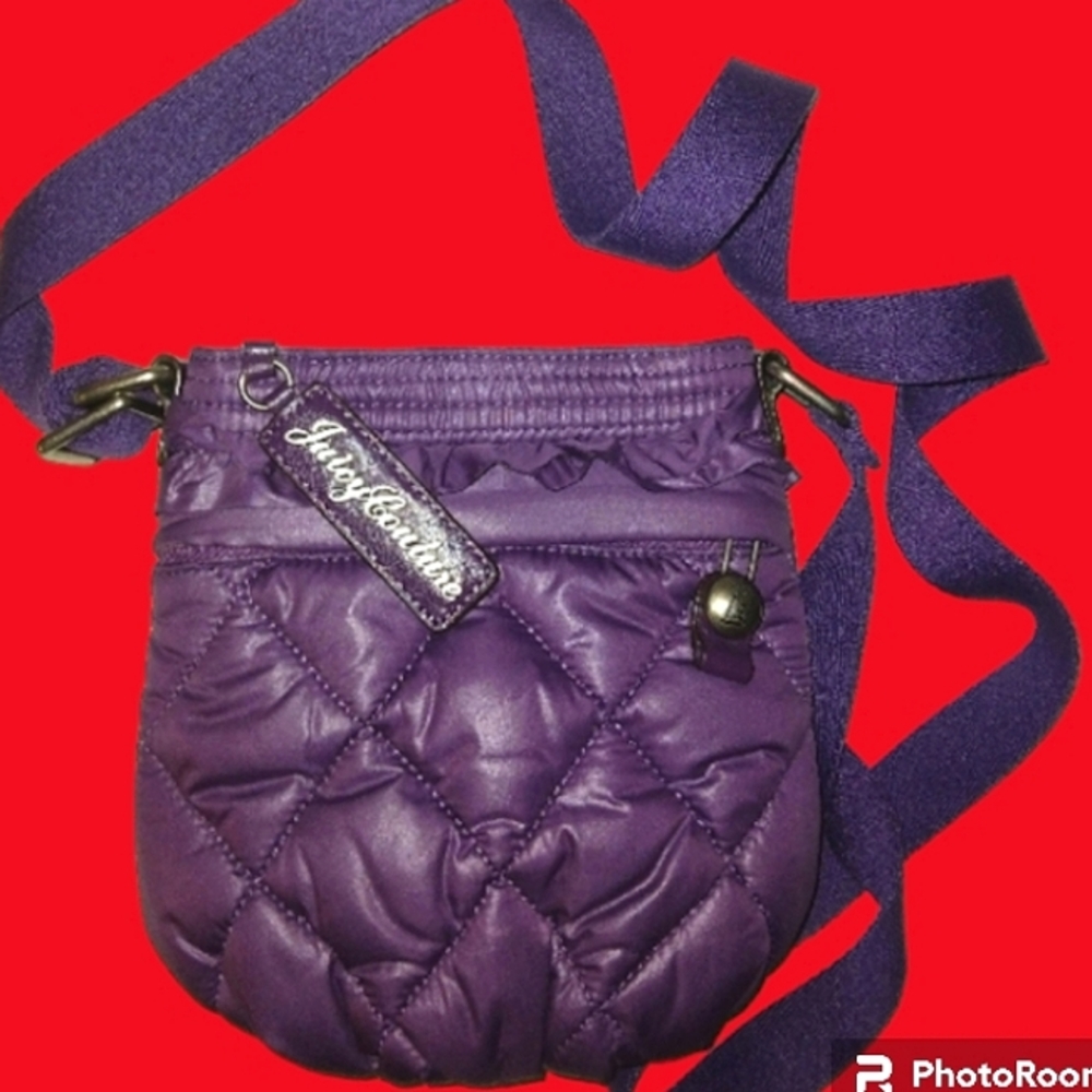 ☆New☆JUICY COUTURE☆Original Vintage Purple Quilted Ruffle Crossbody Bag☆Must See